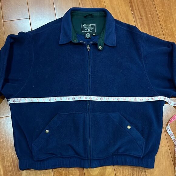Eddie Bauer Vintage 90s Mens Full Zip Fleece Bomber Jacket Blue size XL - Picture 5 of 6
